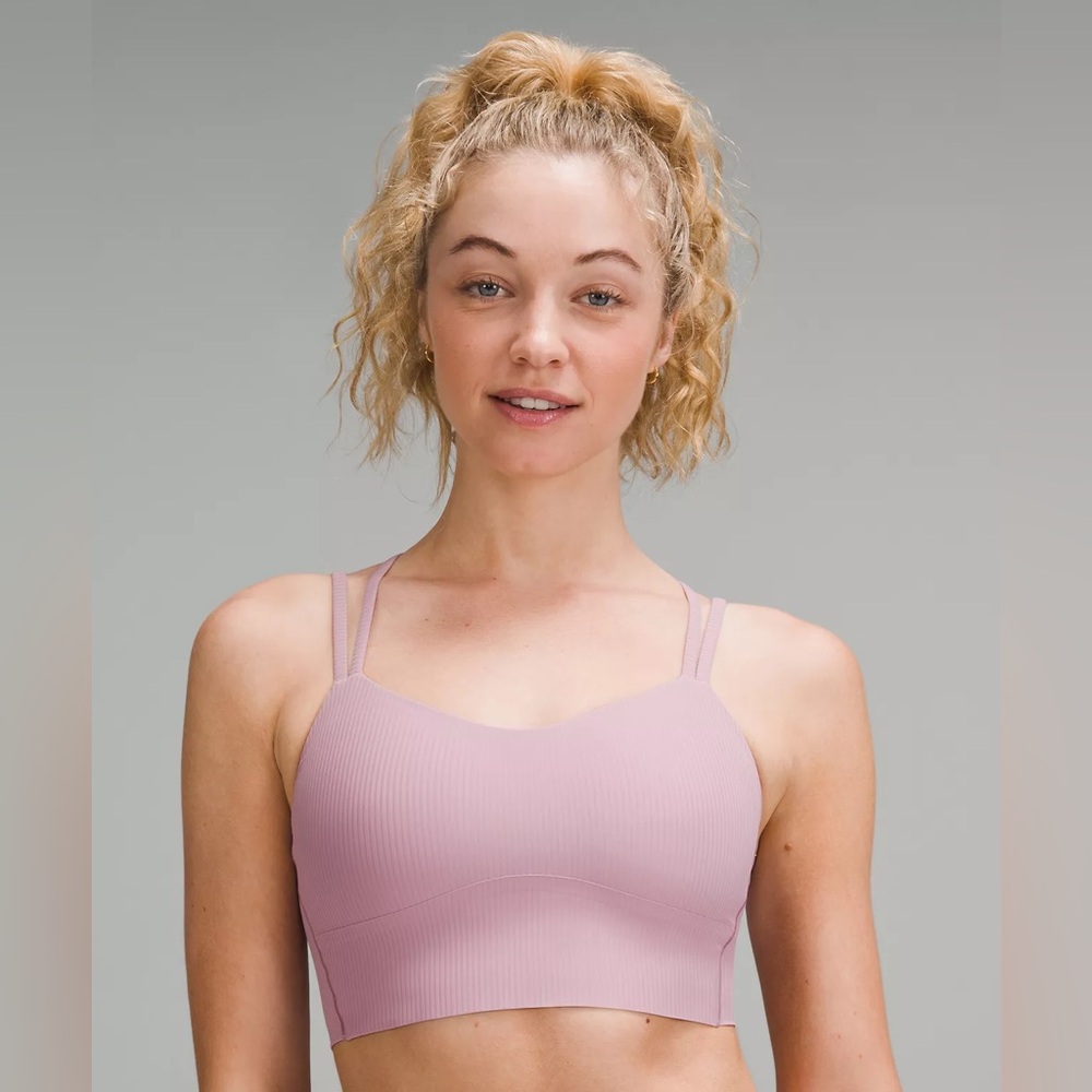 NWT Lululemon Like a Cloud Ribbed Longline Bra Light Support in Rose Blush